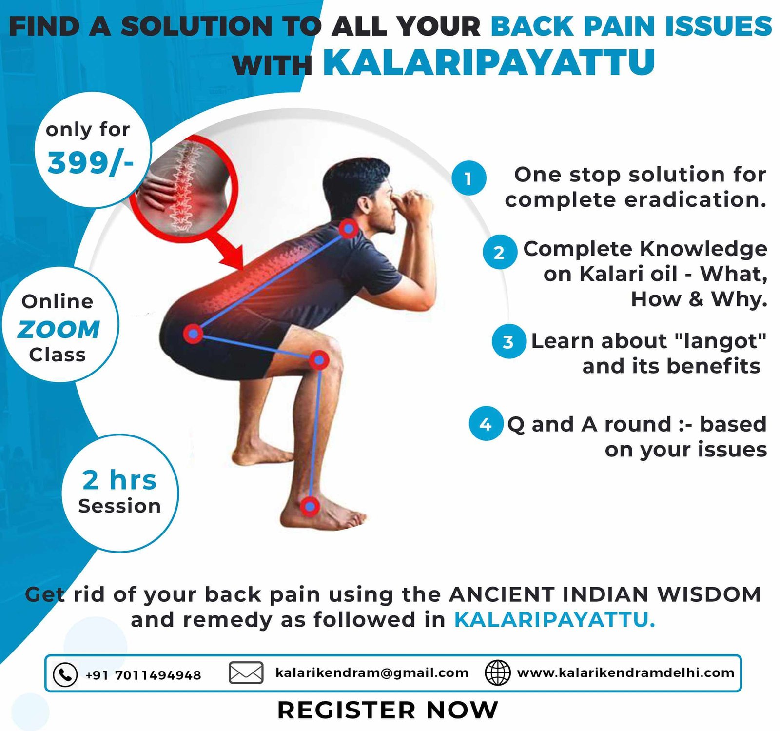 Back Pain 2 Hours Workshop Heal Your Back Pain With Kalaripayattu